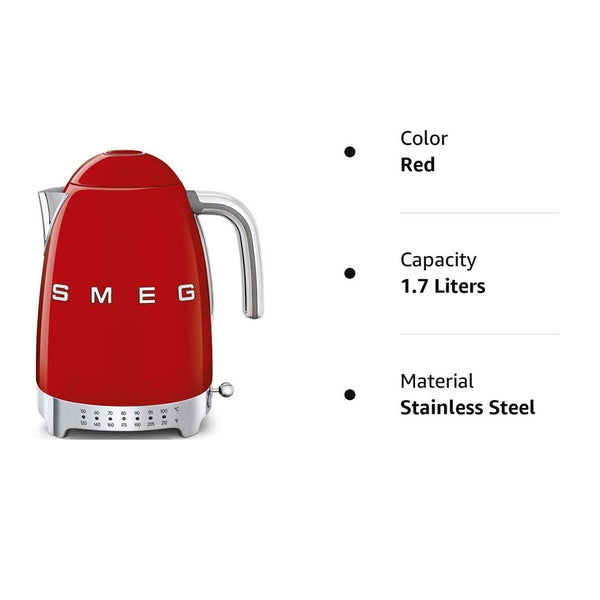 Smeg 1.7 Litre Retro Style Variable Temperature Kettle - Stainless