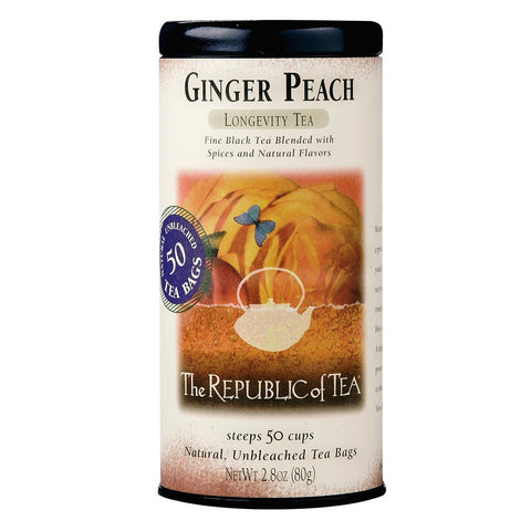 The Republic Of Tea Black Tea, Ginger Peach, Bags - 50 bags, 2.8 oz