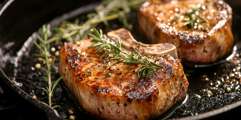 Pan Fried Porkchops and Cornbread Recipe