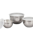 Le Creuset Set of 3 Stainless Steel Mixing Bowls with Lids