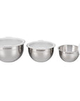 Le Creuset Set of 3 Stainless Steel Mixing Bowls with Lids