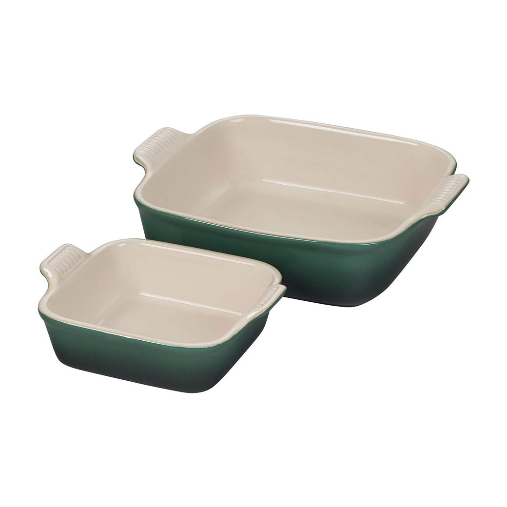 Le Creuset Stoneware Heritage Set of 2 Square Dishes - Artichaut  | J.L. Hufford