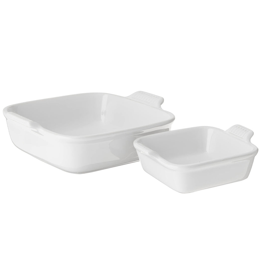 Le Creuset Stoneware Heritage Set of 2 Square Dishes - White | J.L. Hufford