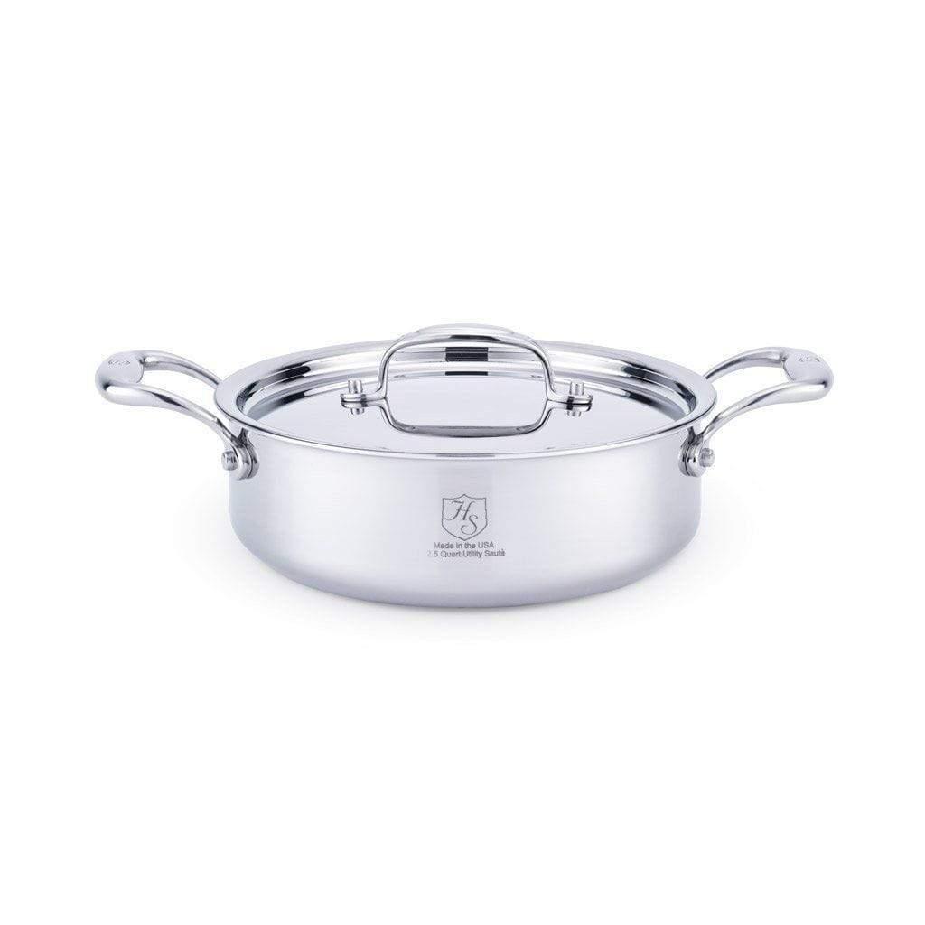 Heritage Steel 5-ply Stainless Sauteuse with Lid - J.L. Hufford