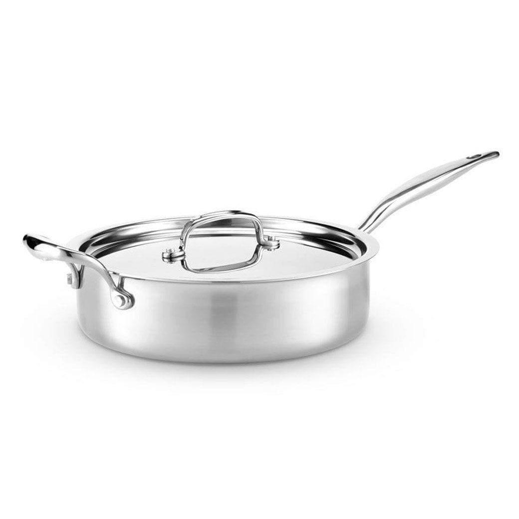 Heritage Steel 5-ply Stainless Sauté Pan with Lid - J.L. Hufford