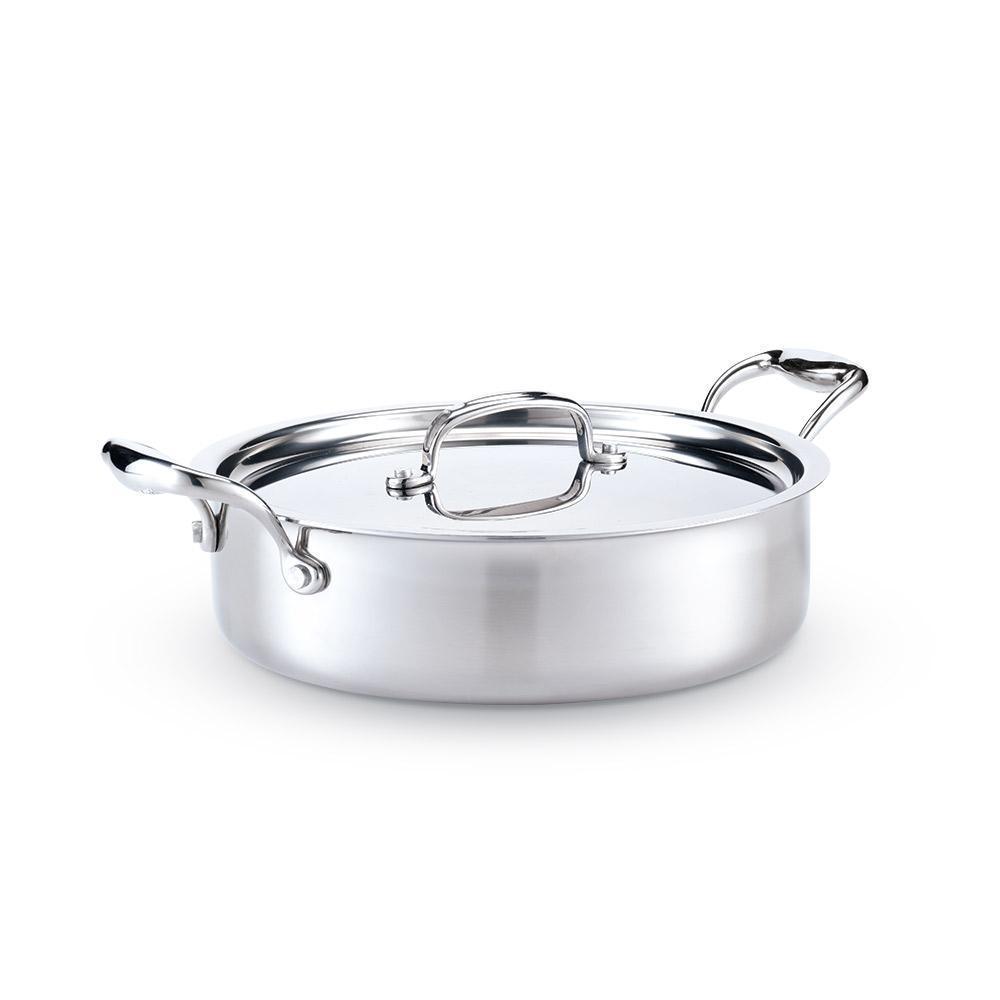 Heritage Steel 5-ply Stainless Sauteuse with Lid - J.L. Hufford