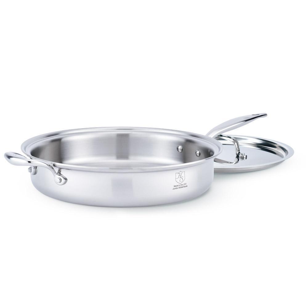 Heritage Steel 5-ply Stainless Sauté Pan with Lid - J.L. Hufford