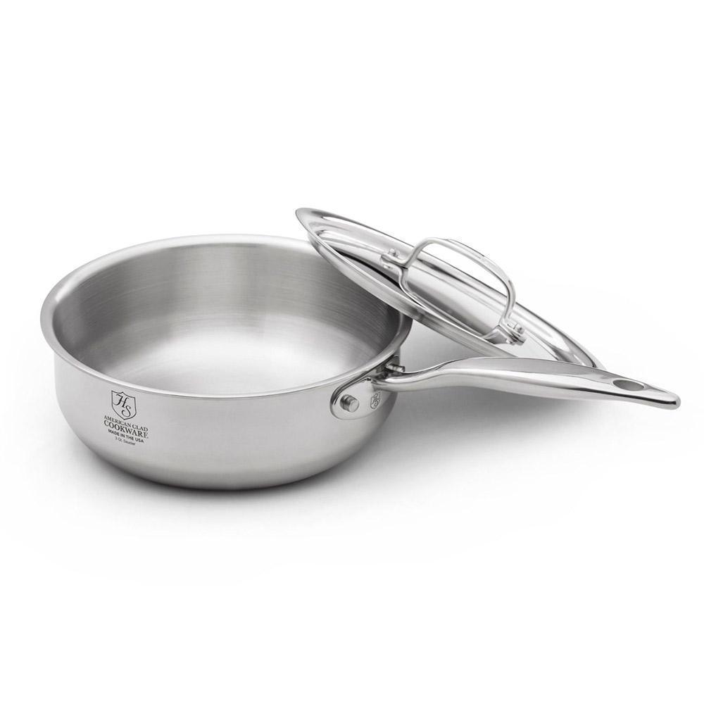 Heritage Steel 5-ply Stainless 3 Qt. Saucier Pan with Lid - J.L. Hufford