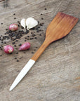 Resto Extra Large Teak Spatula with White Handle