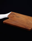 Saffron Teak Cutting Board/Serving Platter with White Handle