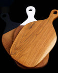 Pepper Teak Cutting Board/Serving Platter with White Handle