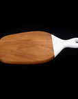 Pepper Teak Cutting Board/Serving Platter with White Handle