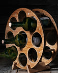 Circular Teak Countertop Wine Rack