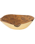 Umbria Teak Salad Fruit Bowl with Gold Leaf Exterior