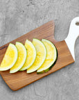 Saffron Teak Cutting Board/Serving Platter with White Handle