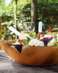 Umbria Teak Salad Fruit Bowl with Gold Leaf Exterior