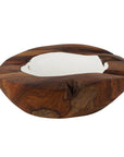 Lindsey Extra Large Teak Bowl with White Interior