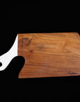 Saffron Teak Cutting Board/Serving Platter with White Handle