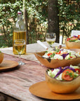 Umbria Teak Salad Fruit Bowl with Gold Leaf Exterior