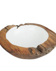 Lindsey Large Teak Bowl with White Interior