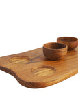 Wave Teak Cutting/Serving Platter with Pots