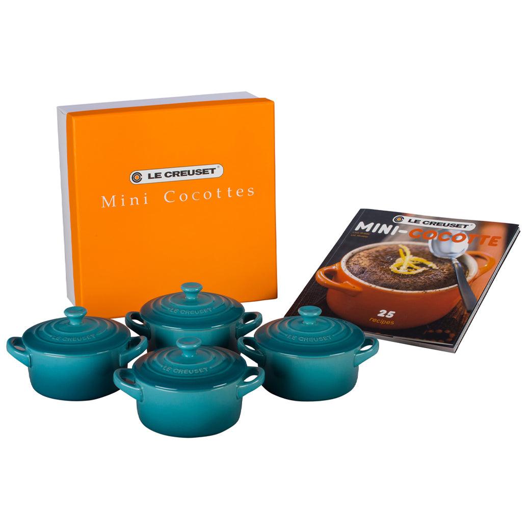 Le Creuset Set of 4 Cocottes w/ Mini-Cocotte Cookbook - J.L. Hufford