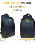 EUME- Wave 26 ltr ANTI-STRESS In-built MASSAGER Laptop Backpack with 2 USB Port (Navy Blue and Pear Green)