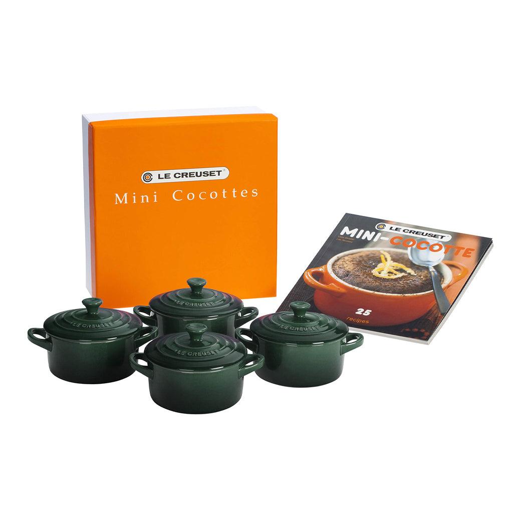 Le Creuset Set of 4 Cocottes w/ Mini-Cocotte Cookbook - J.L. Hufford