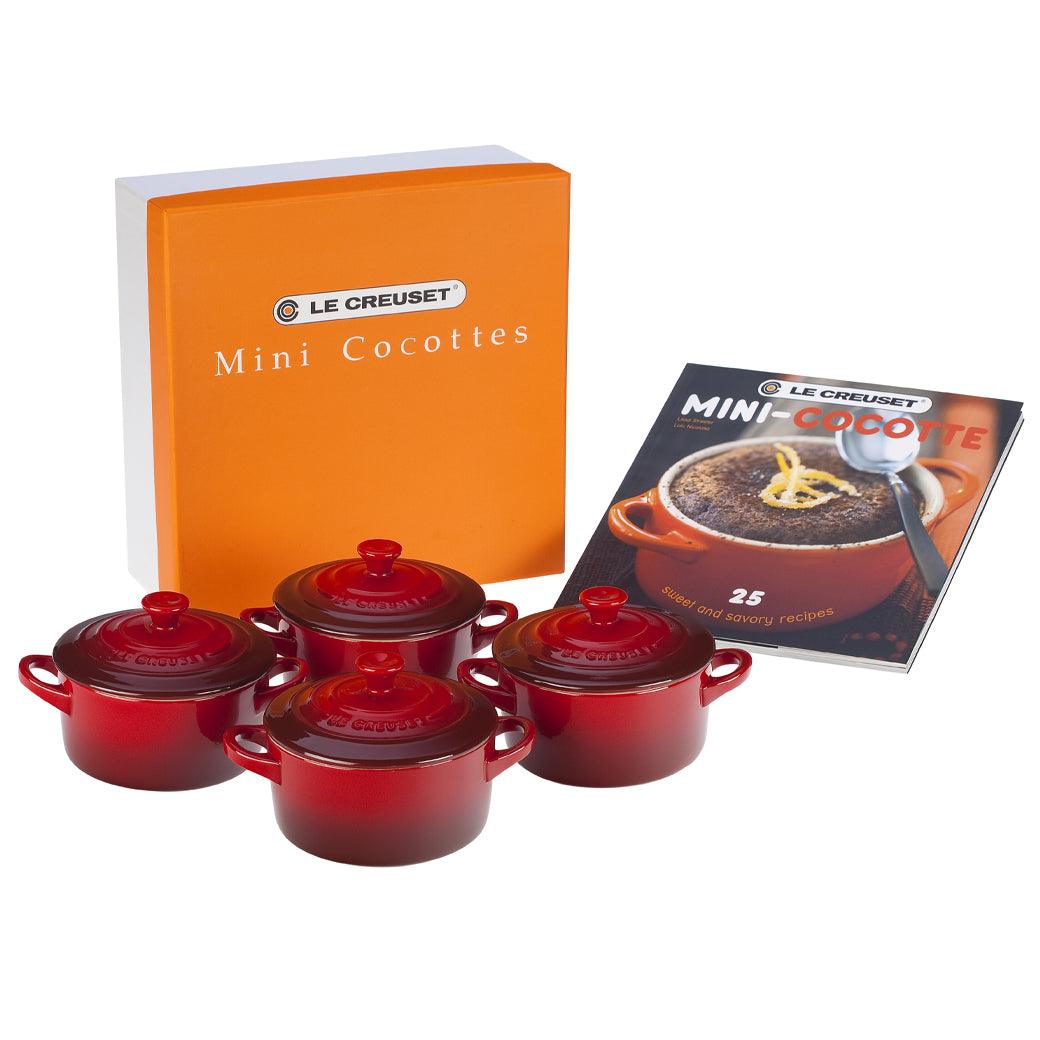 Le Creuset Set of 4 Cocottes w/ Mini-Cocotte Cookbook - J.L. Hufford