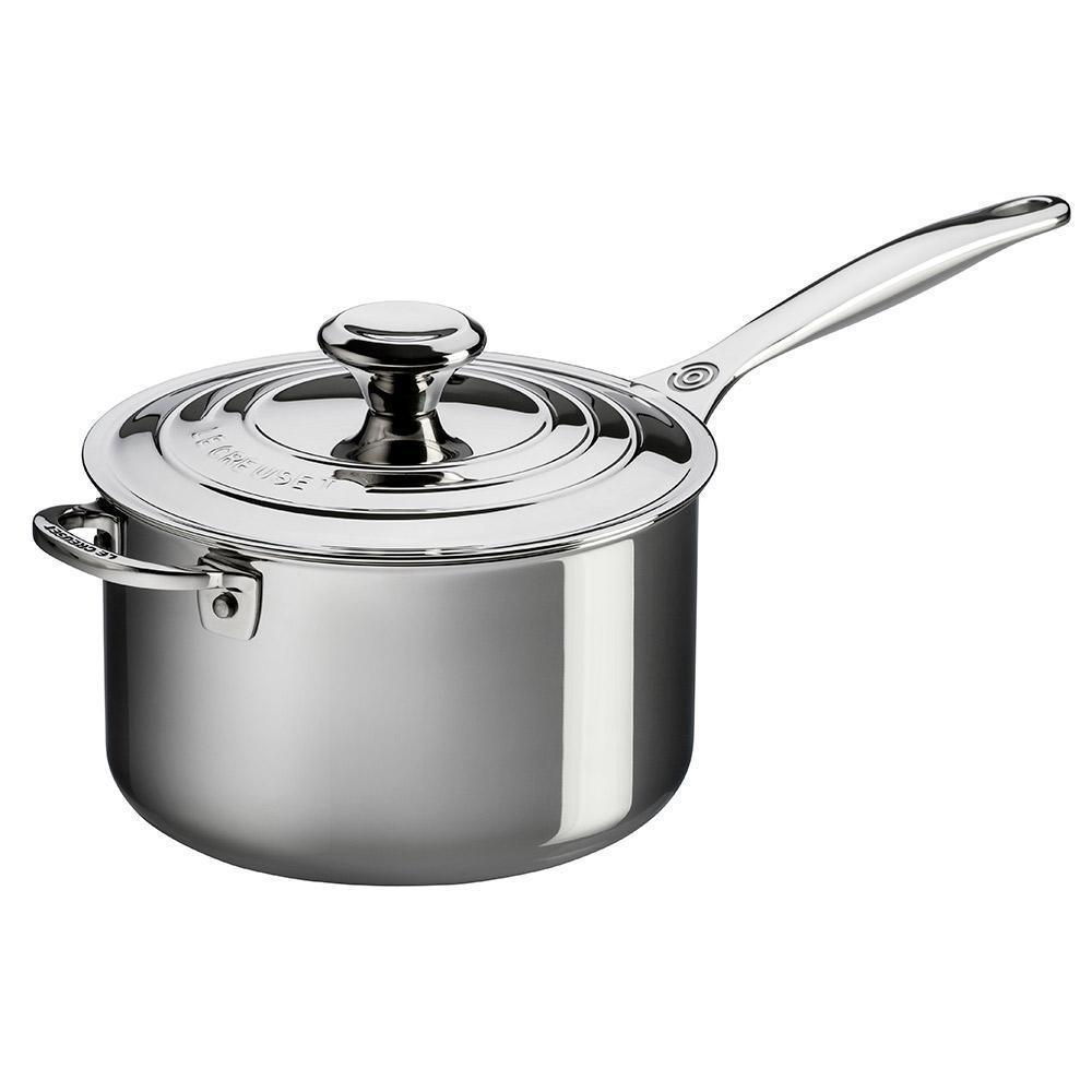 Le Creuset 4 Qt. Stainless Steel Saucepan with Lid and Helper Handle - J.L. Hufford