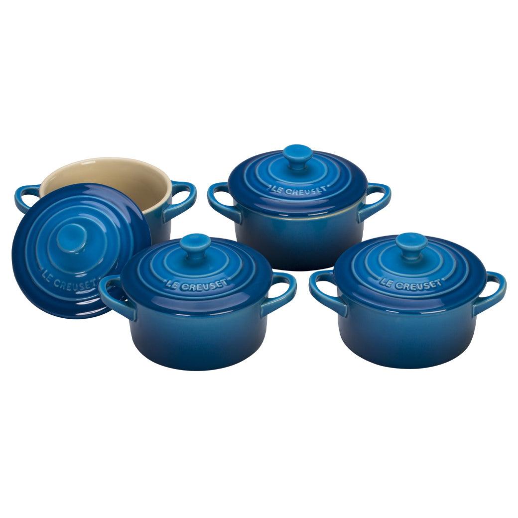 Le Creuset Set of 4 Cocottes w/ Mini-Cocotte Cookbook - J.L. Hufford