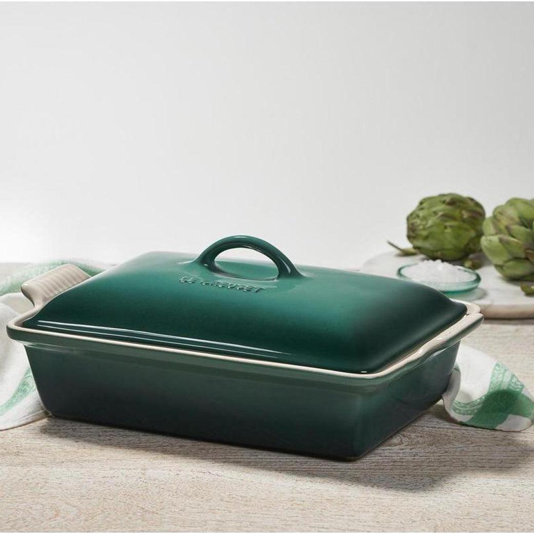 Le Creuset 2.5 qt (9-Inch) Stoneware Heritage Covered Square Casserole - J.L. Hufford