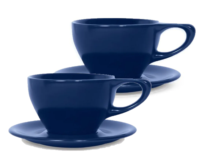 notNeutral Lino 12oz Porcelain Latte Cups with Saucers