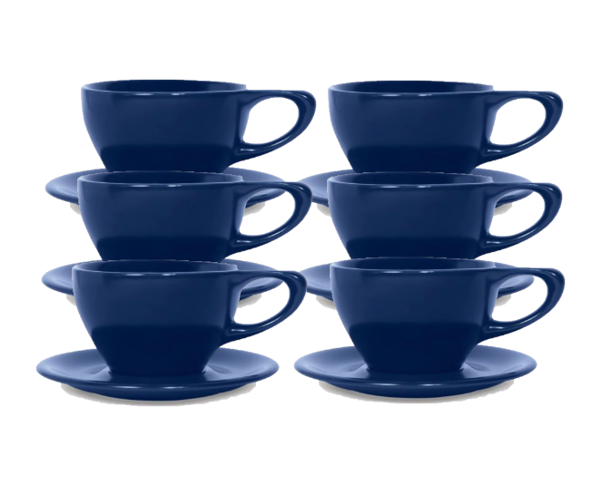 notNeutral Lino 12oz Porcelain Latte Cups with Saucers