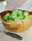 Rico & Plato Adagio Extra Large Teak Bowl with Distressed Gold Leaf Exterior