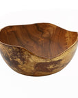 Rico & Plato Adagio Extra Large Teak Bowl with Distressed Gold Leaf Exterior