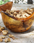 Adagio Teak Bowl  with Distressed Copper Leaf Exterior