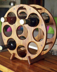 Rico & Plato Circular Teak Countertop Wine Rack