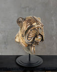 Hand-Carved Wooden Bulldog Sculpture - Blackwash Finish