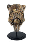 Hand-Carved Wooden Bulldog Sculpture - Blackwash Finish