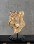 Rico & Plato Hand-Carved Wooden Bulldog Sculpture - Whitewash Finish