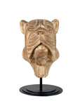 Rico & Plato Hand-Carved Wooden Bulldog Sculpture - Whitewash Finish