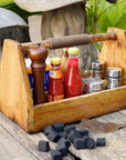 Large Pine Wood Barbecue Grill Accessory Caddy