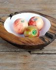 Rico & Plato Lindsey Large Teak Bowl with White Interior