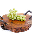 Monggo Carved Teak Serving Platter with Handles