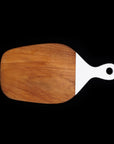 Pepper Teak Cutting Board/Serving Platter with White Handle