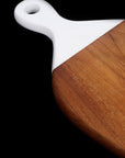 Pepper Teak Cutting Board/Serving Platter with White Handle