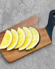 Saffron Teak Cutting Board/Serving Platter with Black Handle