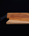 Saffron Teak Cutting Board/Serving Platter with Black Handle