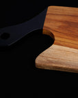 Saffron Teak Cutting Board/Serving Platter with Black Handle